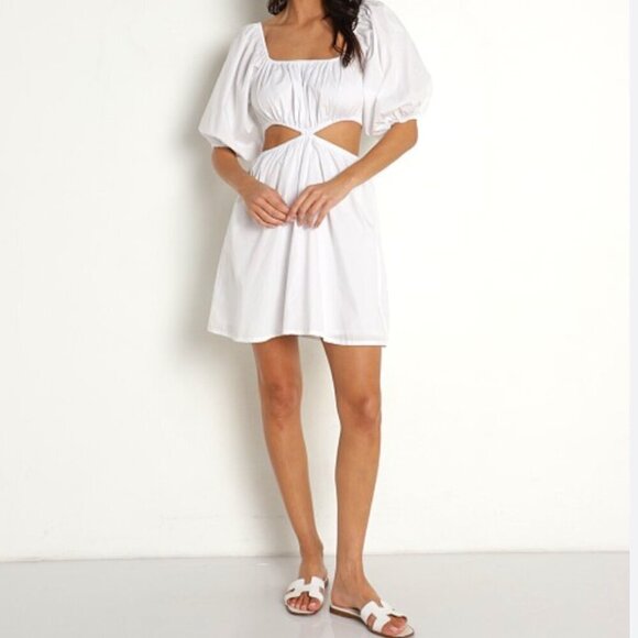 Faithfull the Brand New Gabrielli Mini Dress cut out White Size M/ US 6 - Picture 1 of 10